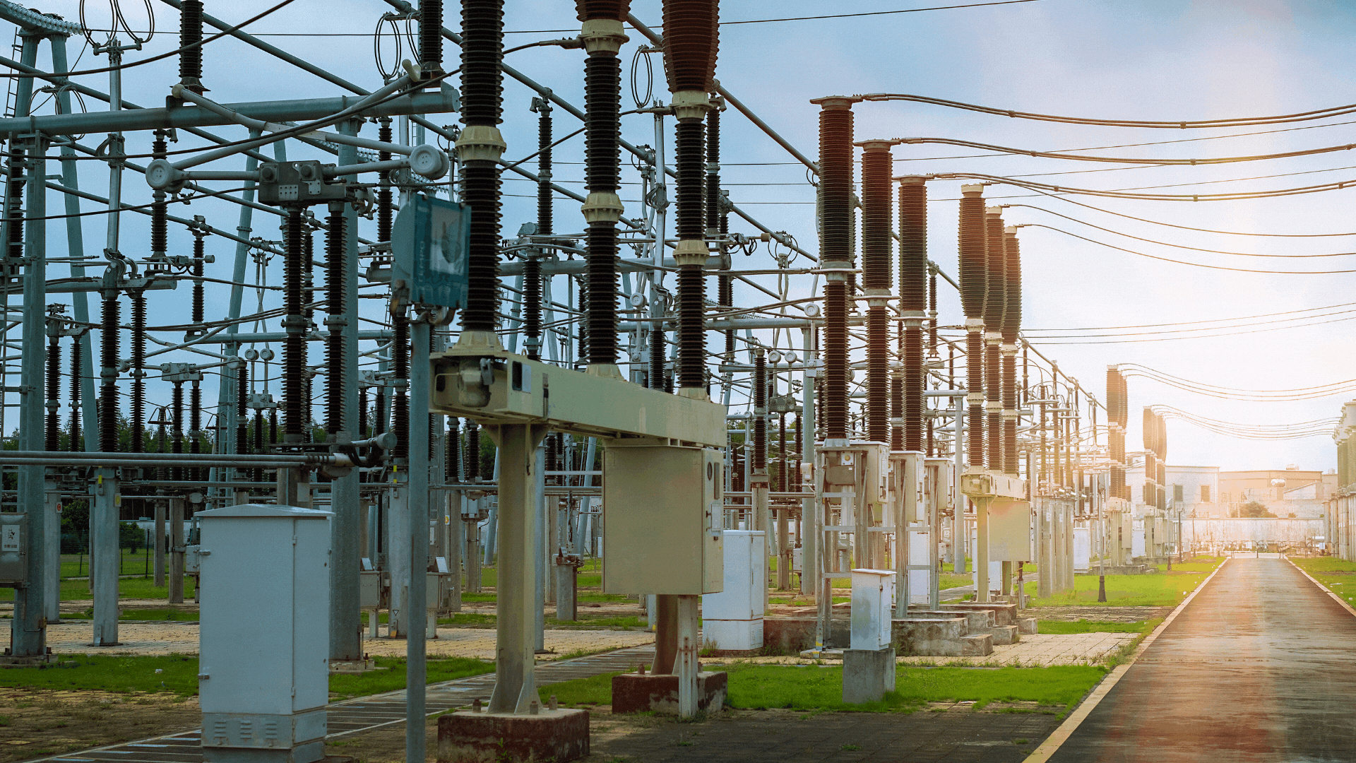 A well-maintained high-tension (HT) electrical substation.