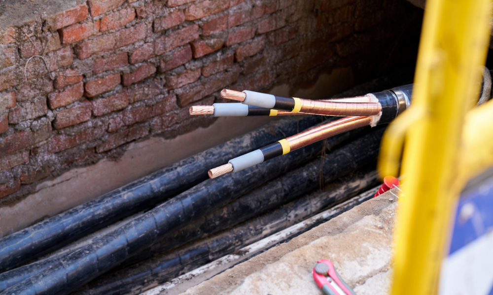 Cables laid underground for a large electrical project